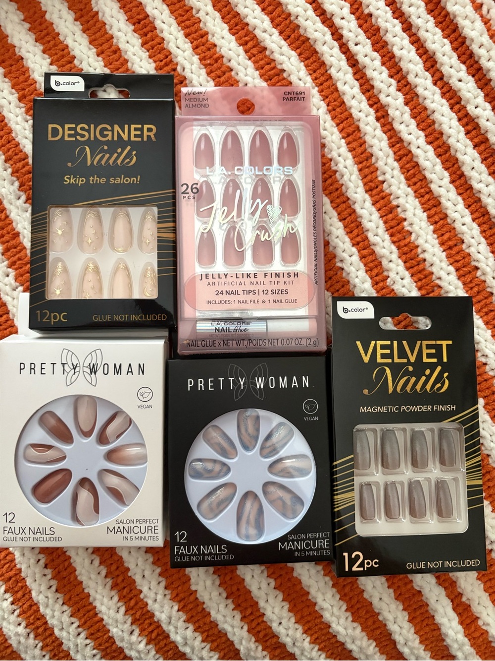 Nude Faux Nail Set - 12 PC (Nude/Pink)
